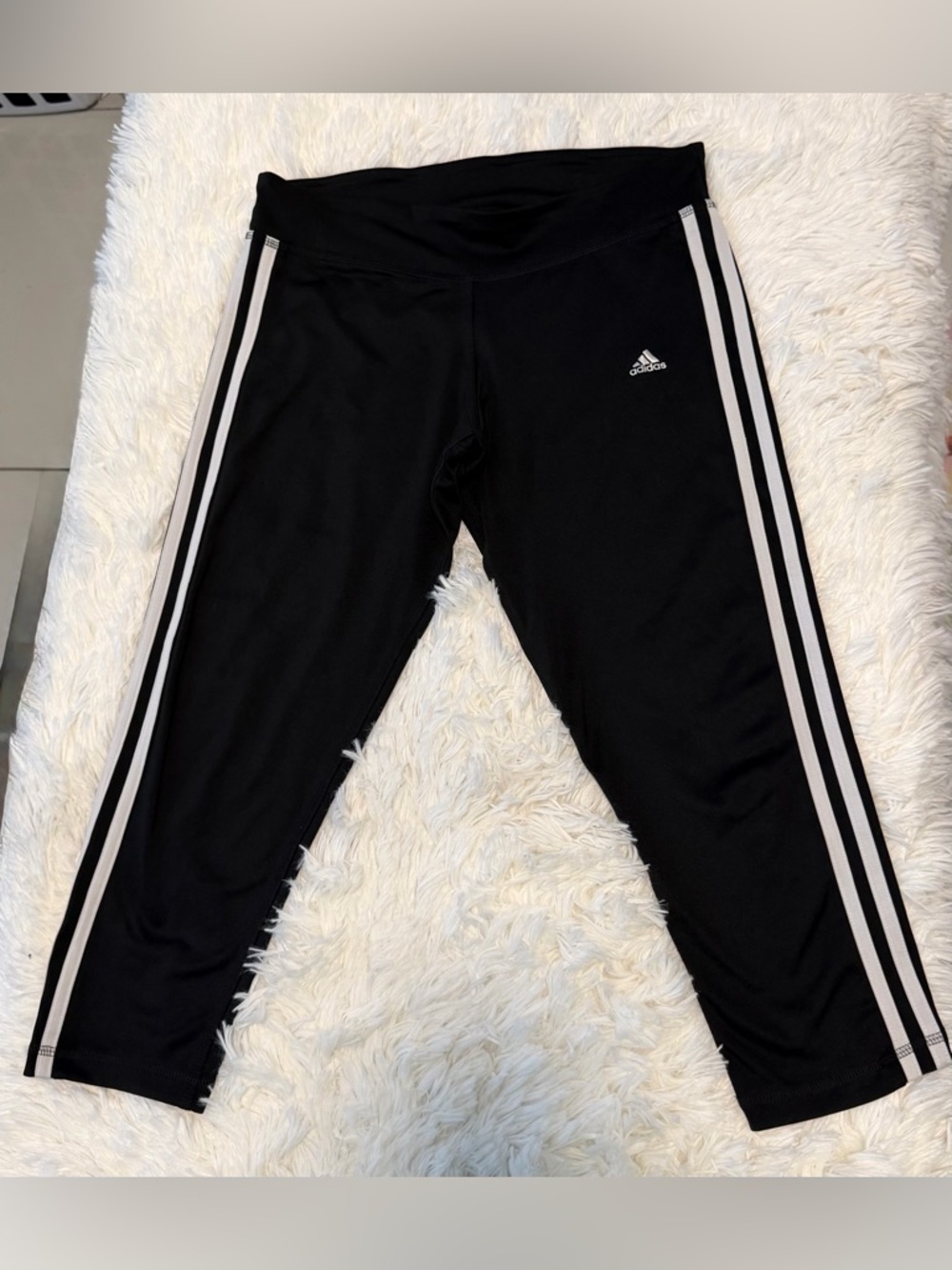 adidas Black Leggings with White Side Stripes for Kids